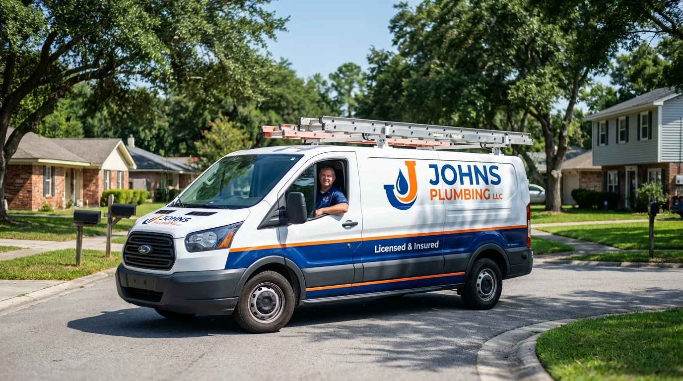 Johns Plumbing LLC service van in Petersburg, IL